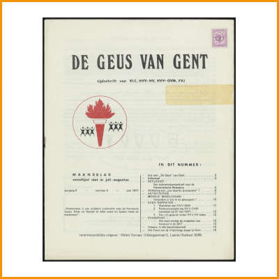 tegel met een cover van het tijdschrift De Geus van Gent